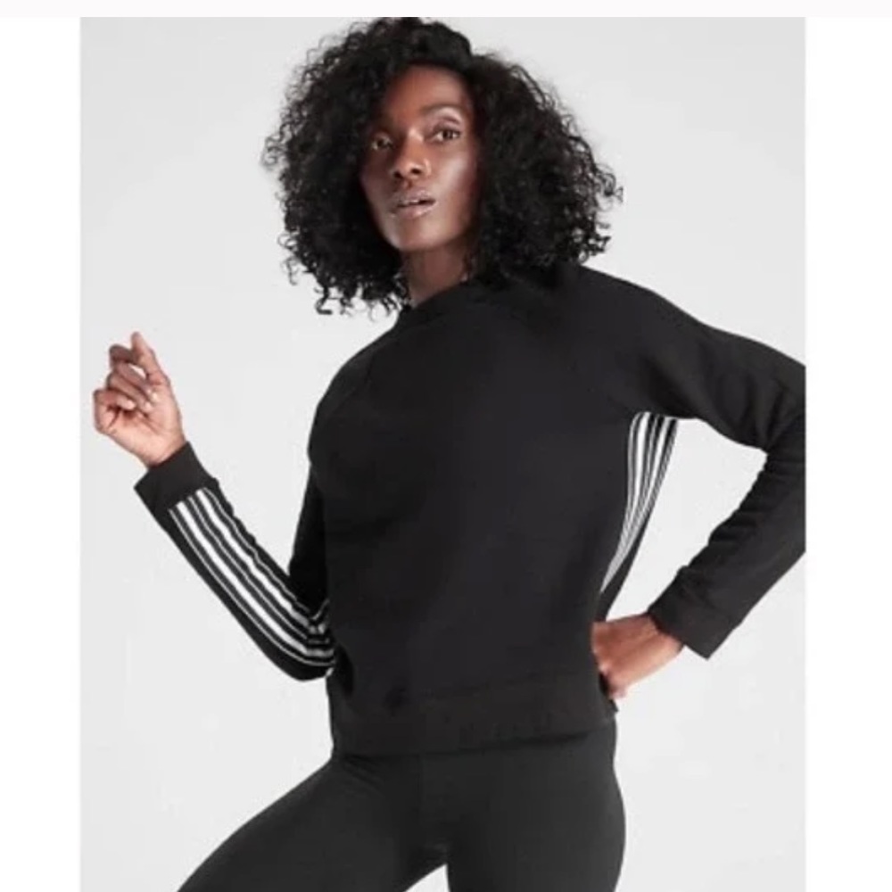 Athleta‎ 24/7 Striped Sweatshirt, Medium Black and White